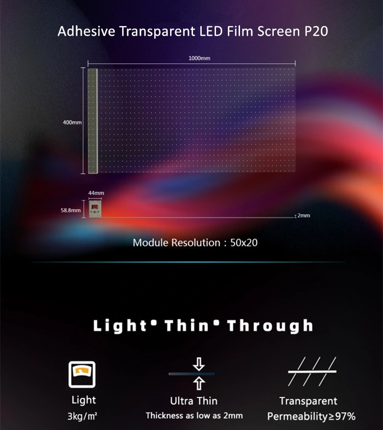 Flexible Film LED Display Adhesive LED Transparent Film Screen on Glass Transparent LED Film